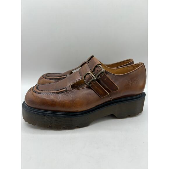 Dr. Martens VTG  Rare Chunky Mary Jane Brown Shoes Made in England US 10 8305 - Picture 6 of 12